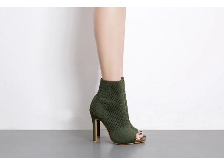 Experience ultimate style and comfort with our New Peep Toe Ankle Boots