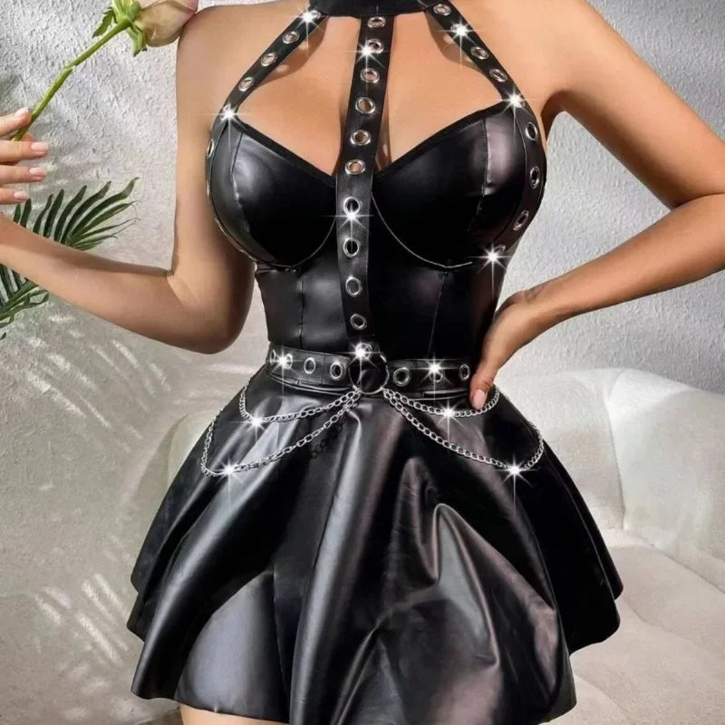 Indulge in the irresistible allure of our Womens Exotic Faux Leather D –  Nylongerie
