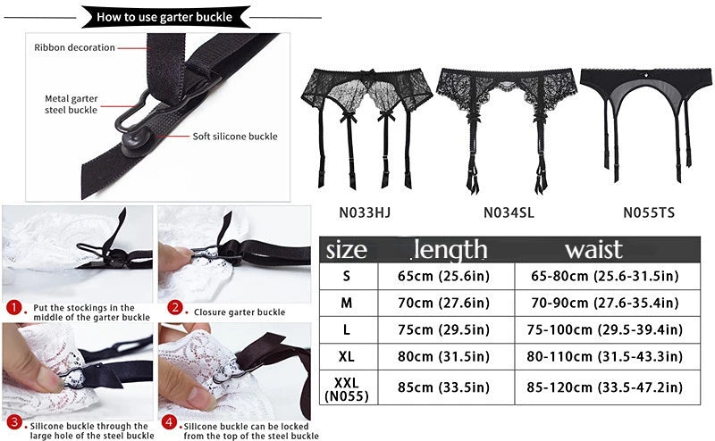 Verwöhnen Sie sich mit dem fesselnden und verführerischen Charme dieser sexy Strumpfhalter aus Spitze.