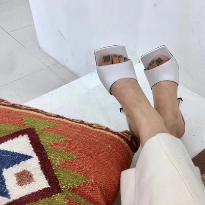 Fashionable and chic Mules, High Heeled and  with Square Toes