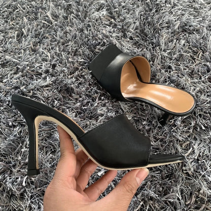 Fashionable and chic Mules, High Heeled and  with Square Toes