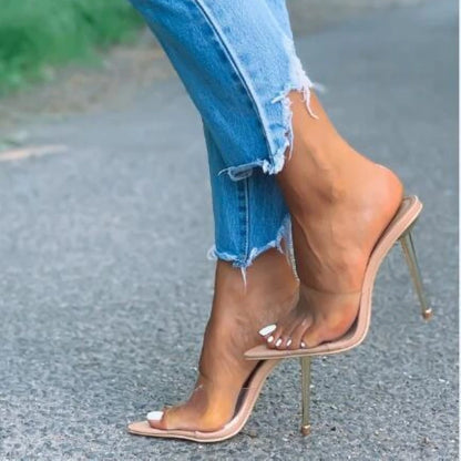 Transparent High Heel Mules with Pointed Toe, perfect for Summer