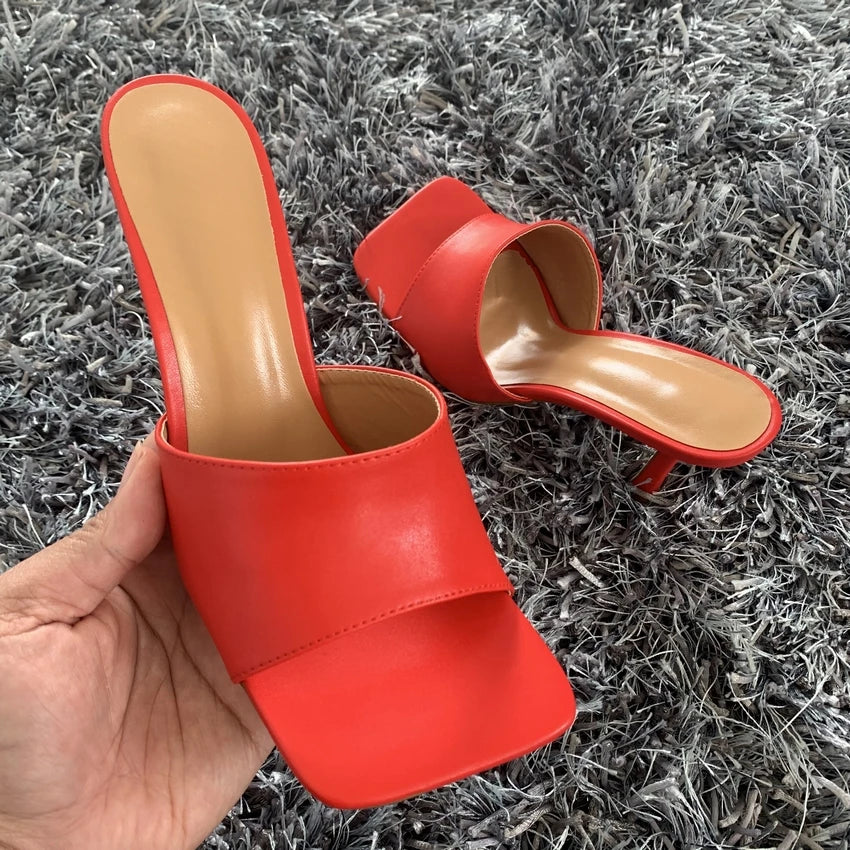 Fashionable and chic Mules, High Heeled and  with Square Toes