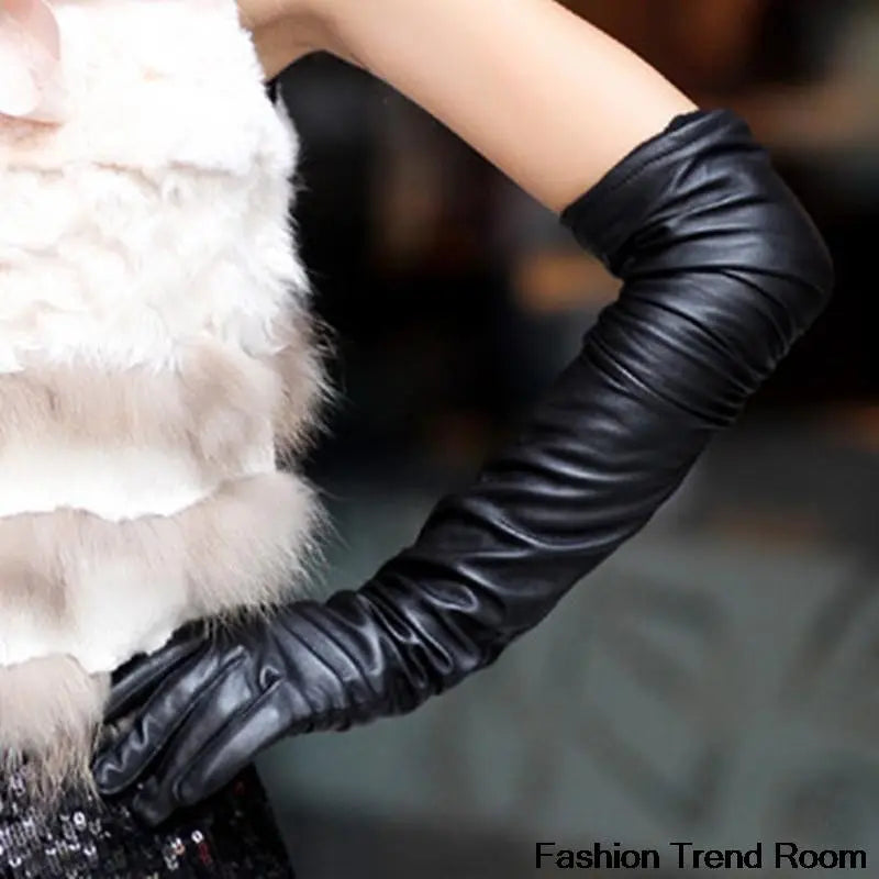 Fahionable, new and long Faux-Leather Designer Gloves