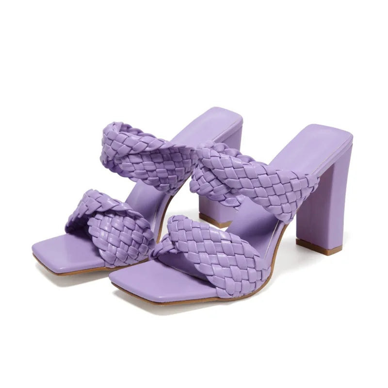 Experience ultimate style and comfort with these Leather Braided High Heels