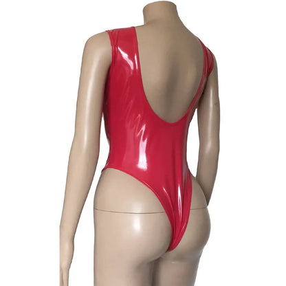 Indulge in the intoxicating allure our Sexy Patent Leather Cupless and Crotchless Leotard.