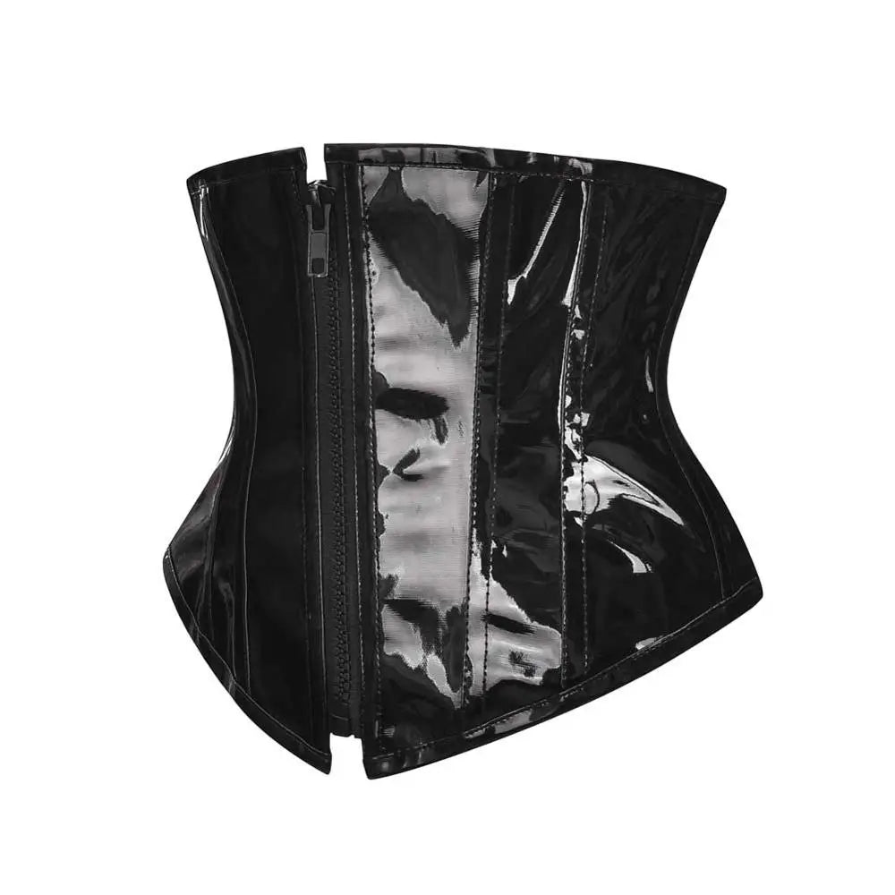 Transform yourself into a stunning, confident beauty with the Steampunk Black PU Leather Zipper Corset.