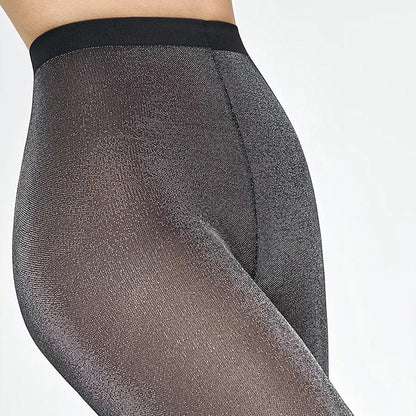 Unlock your adventurous side with these Black Sparkly Glitter Lurex Tights in 50D!