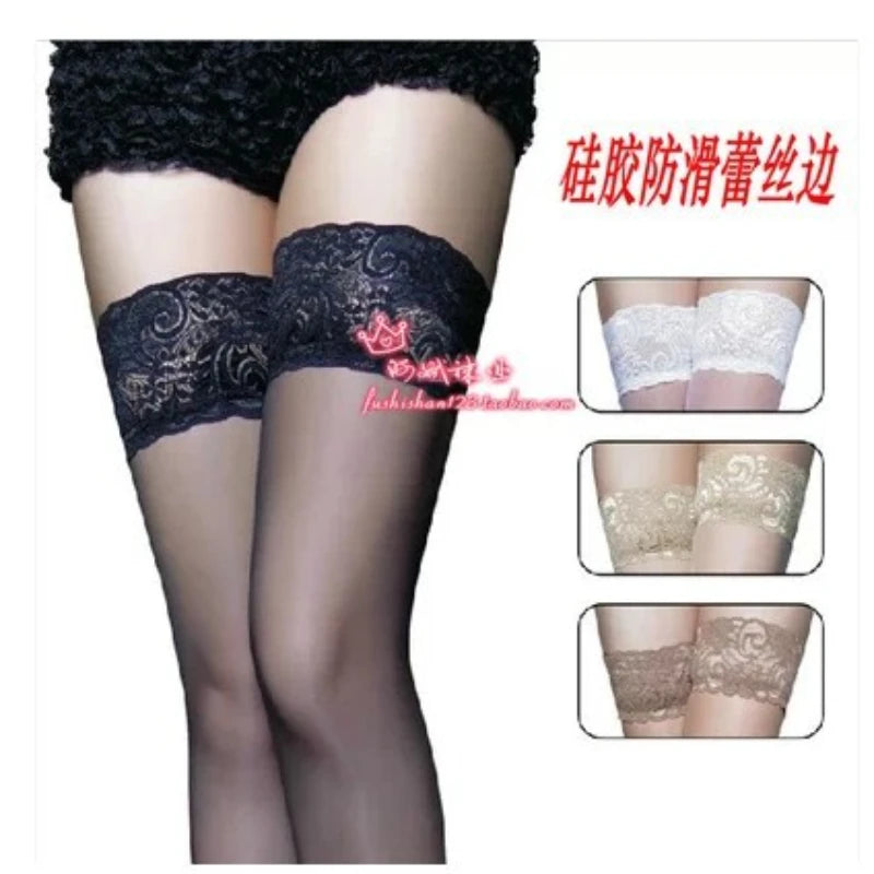 Unleash your daring side with these 10D, lace stockings that are transparent, anti-slip, and perfect for summer