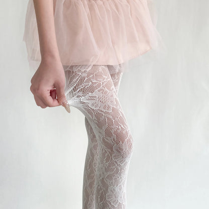 Conquer the day with these Mesh Tights featuring a stunning Lace Floral Pattern