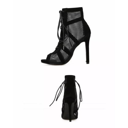 New Fashion Show Item: Peep Toe High Heels Mesh Ankle Boots