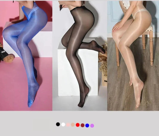 Experience the ultimate in seduction with these Shiny, Sexy High Waist Tights