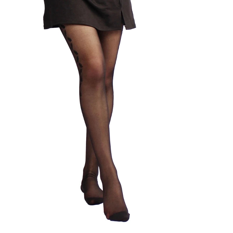 Embrace our Sexy and Stylish Black 30D Sheer Floral Embossed Tights