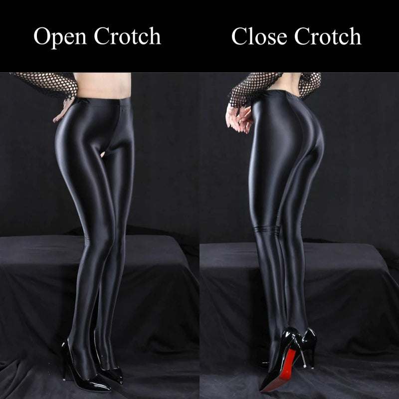 80D Plus Size Oil Shiny Satin Tights - M, L, or XL (150-175cm)