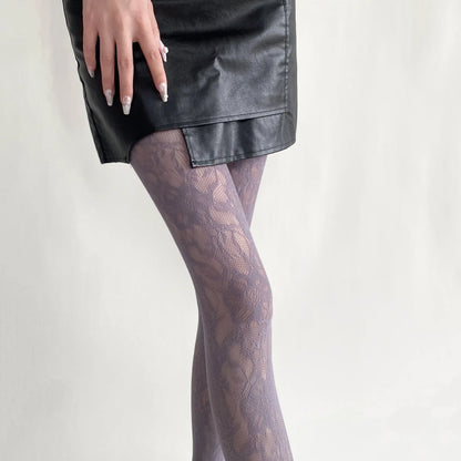 Conquer the day with these Mesh Tights featuring a stunning Lace Floral Pattern