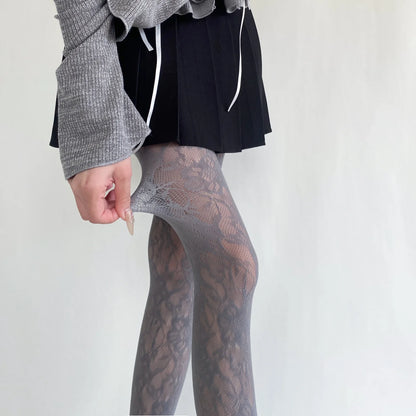 Conquer the day with these Mesh Tights featuring a stunning Lace Floral Pattern