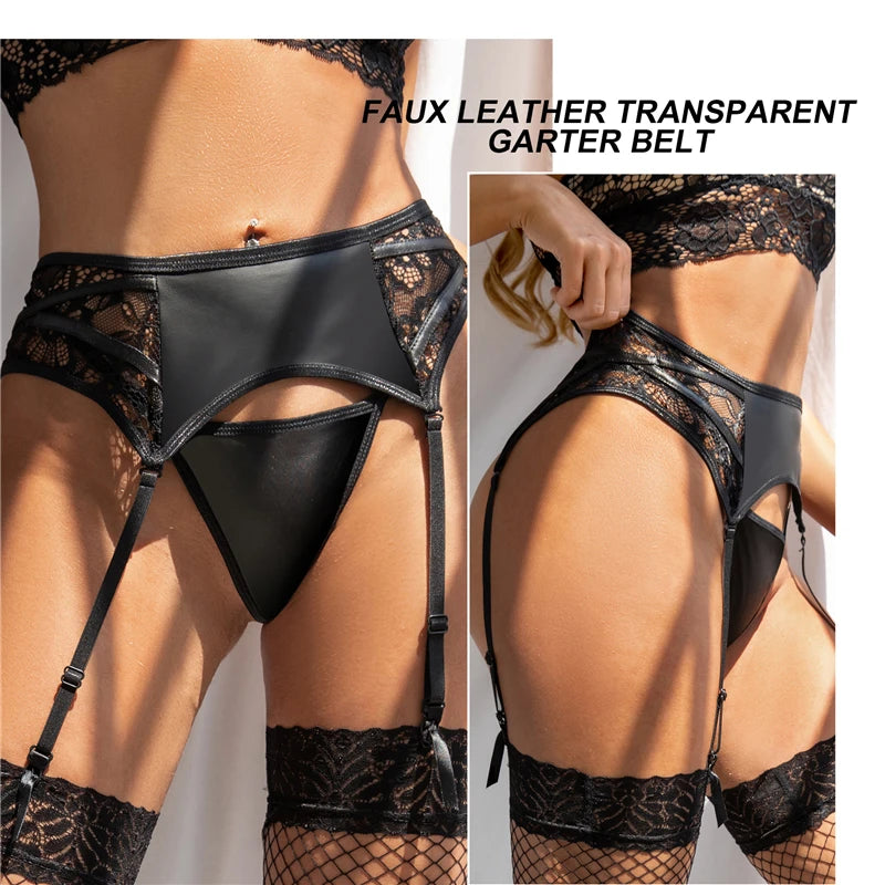 Ignite your adventurous spirit with our Lace Faux Leather Suspender Belt!